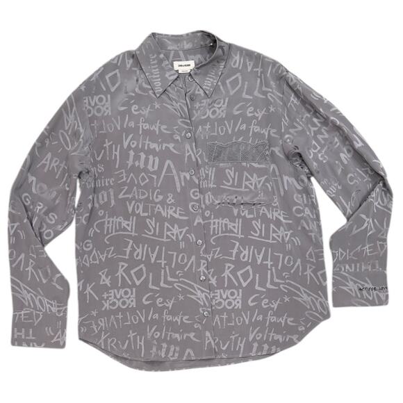 Zadig & Voltaire Morning Jac Manifesto Silk Blouse - Picture 5 of 9